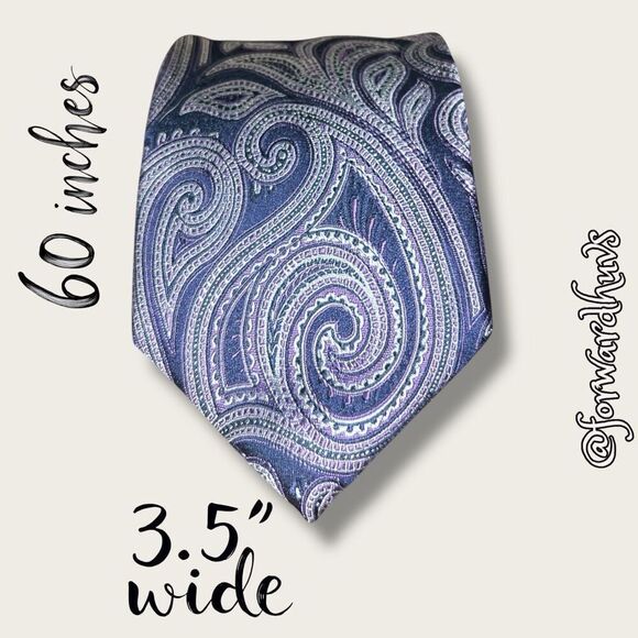 KORS Michael Kors Blue & Purple Paisley Neck Tie - Picture 4 of 9